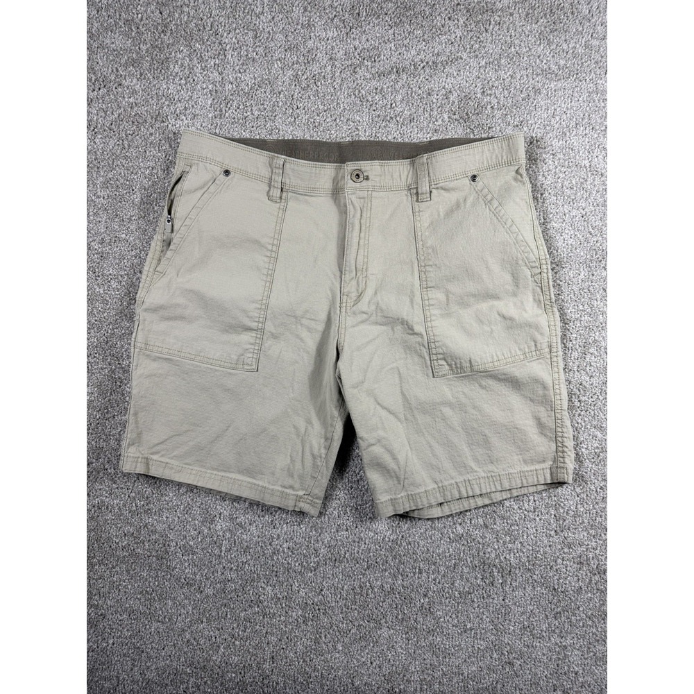 Weatherproof Men's Beige Cotton Casual Shorts Flat Front 11" Inseam 38" waist